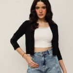 Women Open Front Shrug - Black