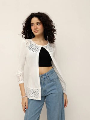Women’s 3/4th Sleeve Lace Panel Shrug