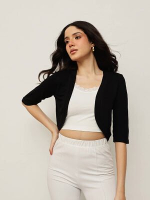 Women Viscose Shrug – Cropped Elbow Sleeve