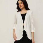 Women Viscose Shrug – Front Open Layered - Off White
