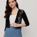 Women’s Open Front Lace Shrug - Black