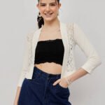 Women’s Open Front Lace Shrug - Off White
