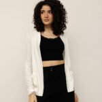 Women Full Open Long Shrug with Pockets - Off White