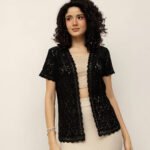 Women Lace Shrug – Open Front - Black