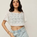 Women Lace Cape – Cropped Floral Overlay - Off White