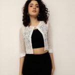 Women Lace & Dotted Mesh Shrug - Off White