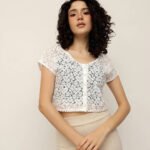 Women Front Buttoned  Crop Shrug - Off White