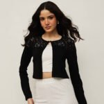 Women Lace Panel Shrug - Black