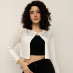 Women Lace Panel Shrug - Off White