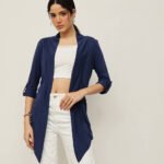 Women Viscose Waterfall Shrug - Navy