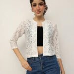 Women Floral Lace Shrug - Off White