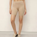 Women Safety Shorts with Lace - Skin