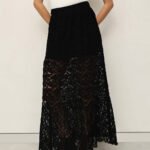 Women Lace Long Skirt - Black