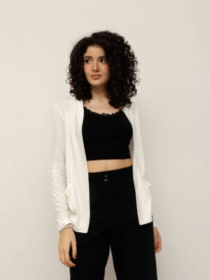 Women Full Open Long Shrug with Pockets