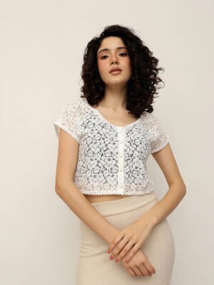 Women Front Buttoned  Crop Shrug