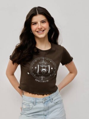 Women’s 100% Cotton Ribbed Crop Printed