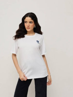 Women 100% Cotton Boy Friend Relaxed Fit  Printed T.Shirt