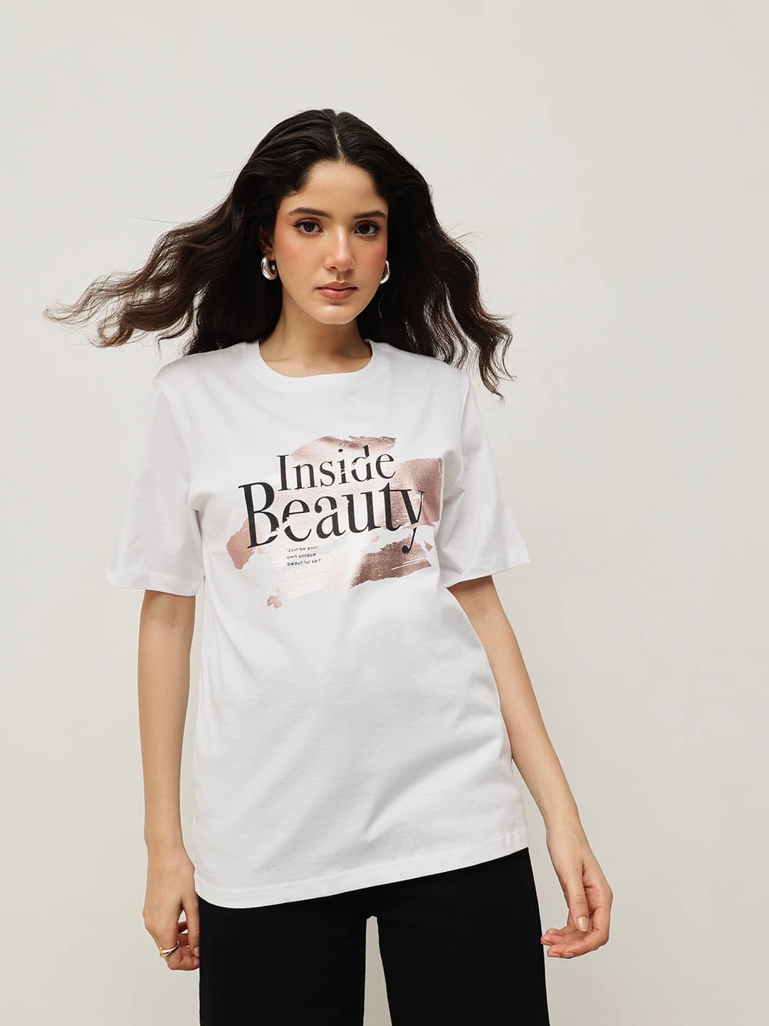 Women 100% Cotton Boy Friend Relaxed Fit Printed T.Shirt