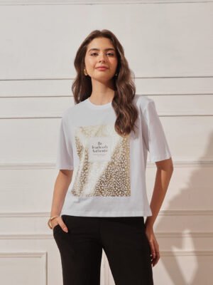 Women’s Relaxed Fit Printed Crop T-Shirt