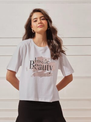 Women’s Relaxed Fit Printed Crop T-Shirt