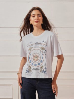 Women’s Relaxed Fit Printed Crop T-Shirt