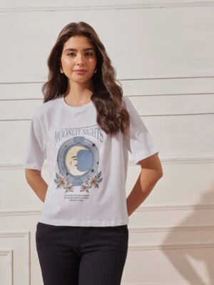Women’s Relaxed Fit Printed Crop T-Shirt