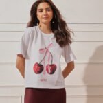 Women’s Relaxed Fit Printed Crop T-Shirt - White
