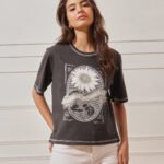 Women’s Relaxed Fit Printed Crop T-Shirt - Graphite