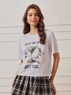 Women’s Relaxed Fit Printed Crop T-Shirt