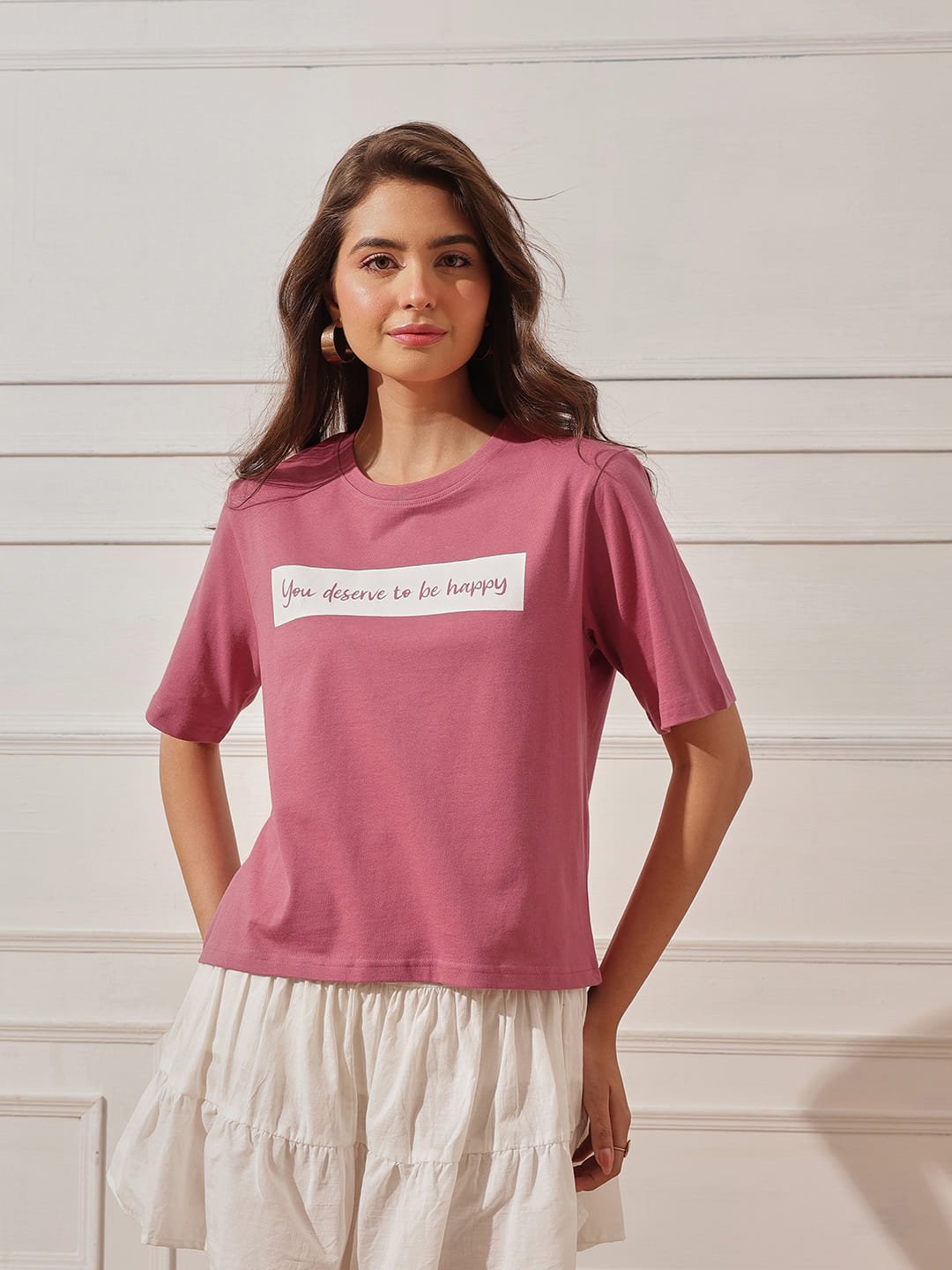 Women’s Relaxed Fit Printed Crop T-Shirt