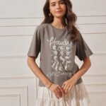 Women's Relaxed Fit Printed Crop T-Shirt - Hazel Moccho