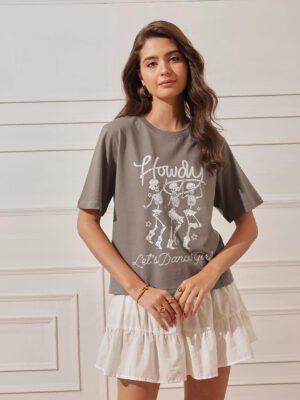 Women's Relaxed Fit Printed Crop T-Shirt