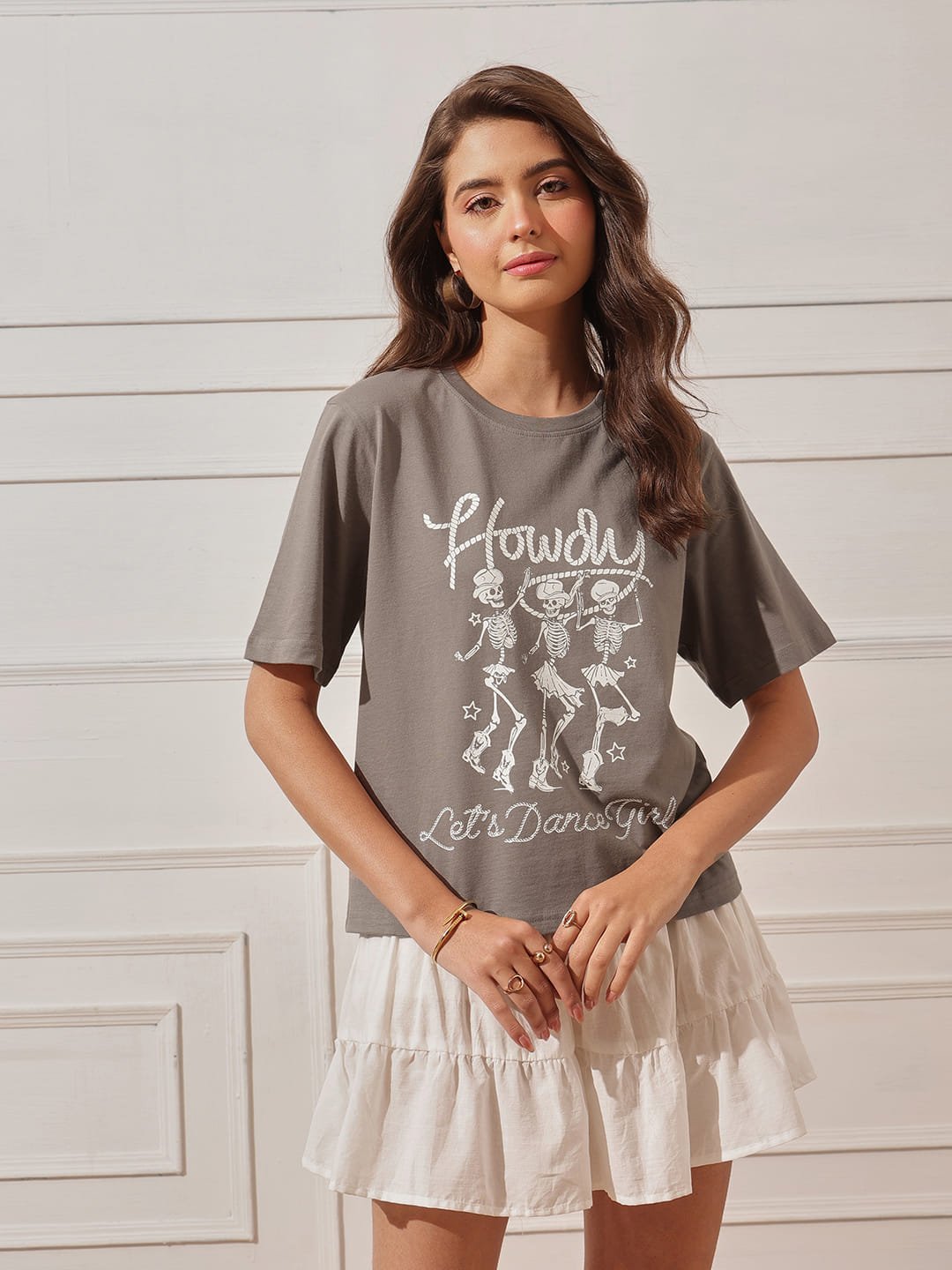 Women's Relaxed Fit Printed Crop T-Shirt