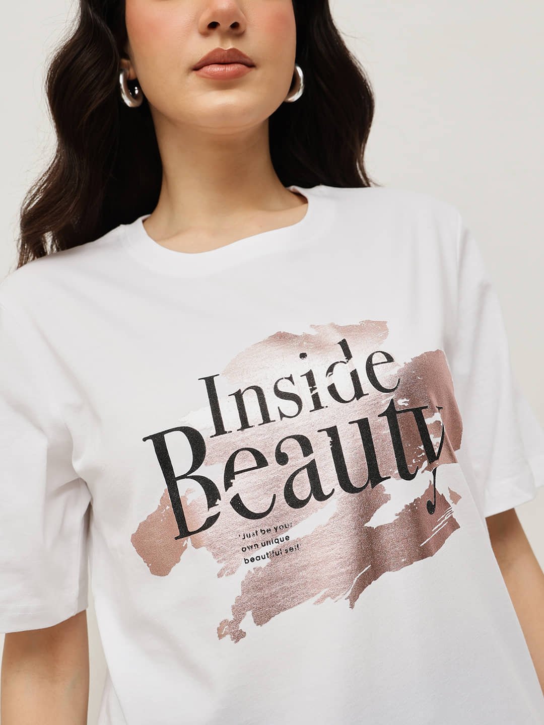 Women 100% Cotton Boy Friend Relaxed Fit Printed T.Shirt - Image 2