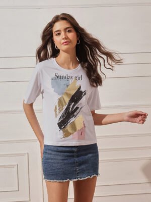 Women’s Relaxed Fit Printed Crop T-Shirt