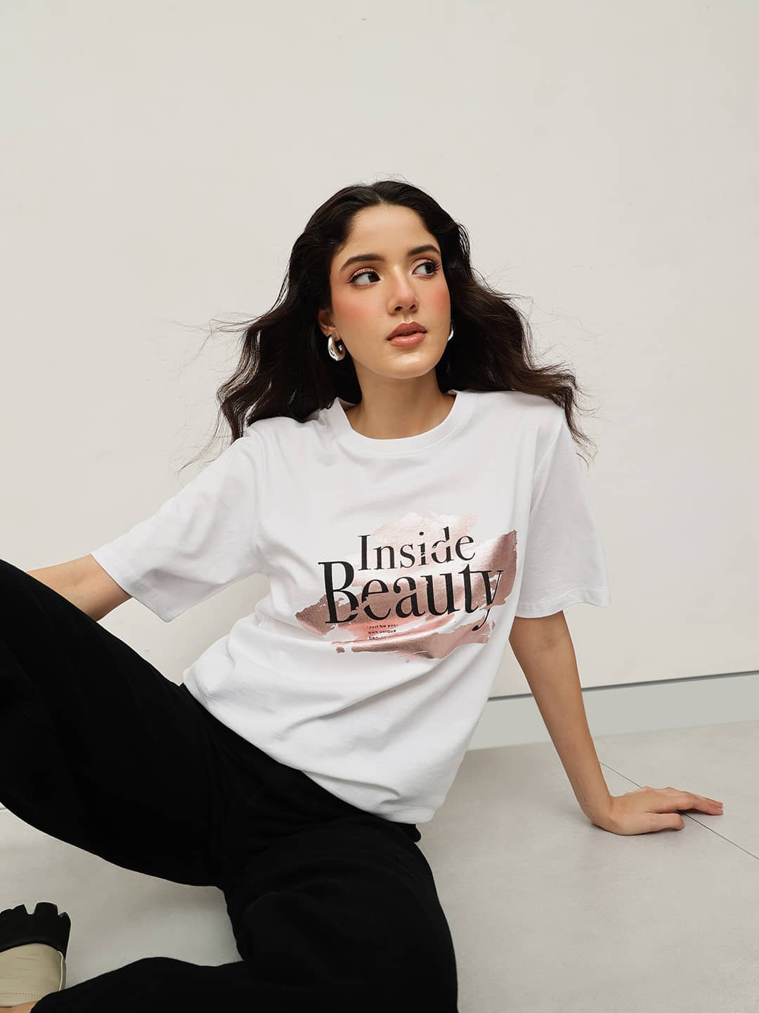 Women 100% Cotton Boy Friend Relaxed Fit Printed T.Shirt