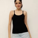 Women Everyday Essential Back Lace Camisole - Black