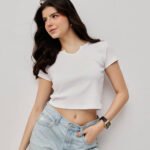 Women Ribbed Scoop Neck Top - White