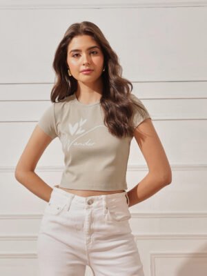 Women’s 100% Cotton Ribbed Printed Crop Top