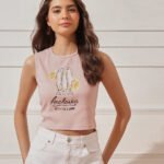 Women’s Sleeveeless Printed Crop Top - Pink